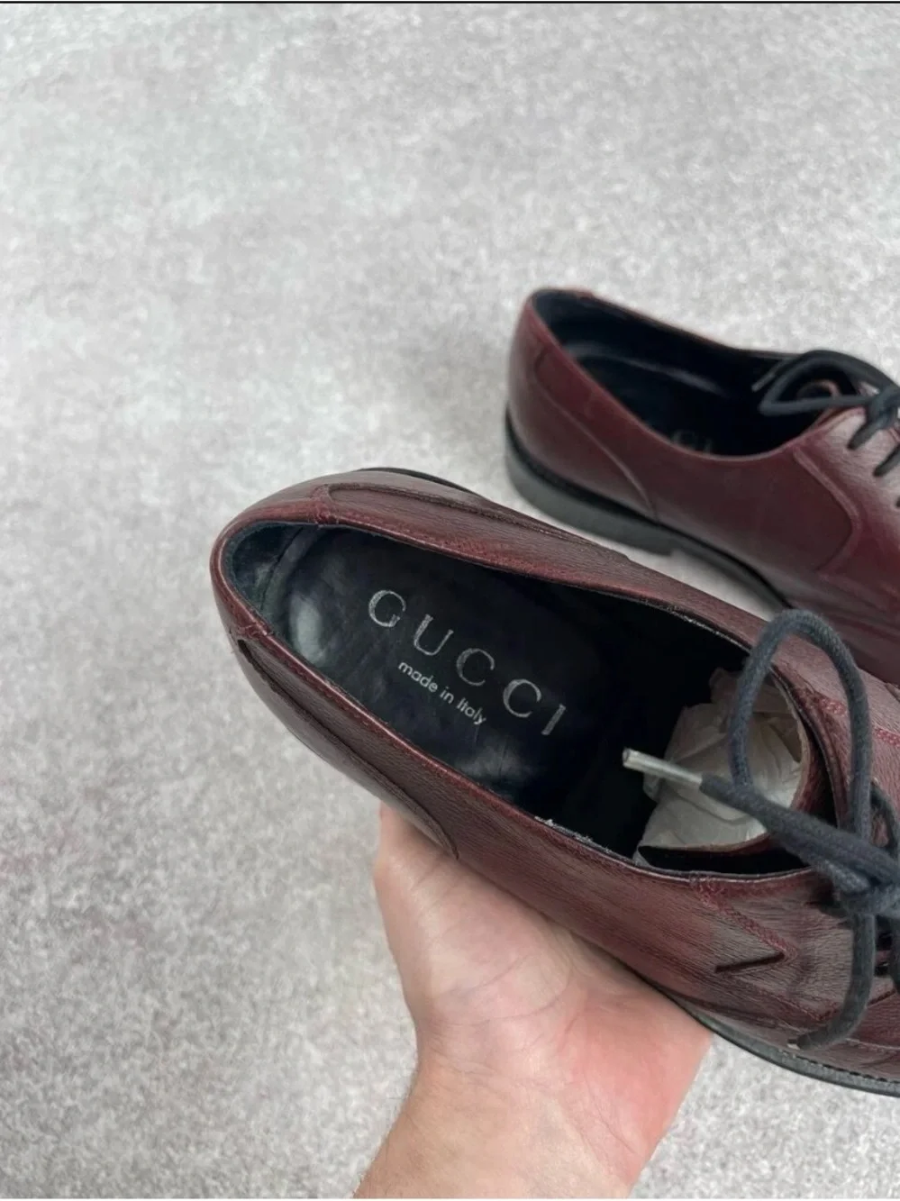 Gucci Men's Burgundy Leather Derby Oxfords